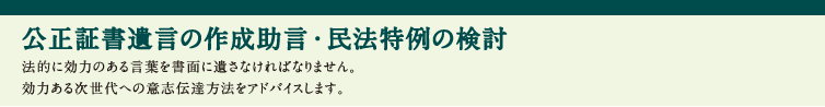 公正証書遺言の作成助言・民法特例の検討